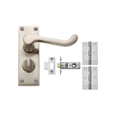 Victorian Scroll Satin Nickl Privacy Handle Pack