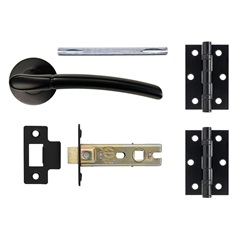Newington Lever on Rose Black Door Handle Pack