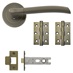 Newington Antique Brass Lever on Rose Door Handle Pack