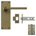 Fuller and Forge Munch Antique Brass Lever on Slim Backplate Latch Door Handle Pack