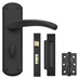 Fuller and Forge Garda Matt Black Lever on Backplate Bathroom Door Handle Pack