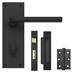 Fuller and Forge Munch Matt Black Lever on Slim Backplate Bathroom Door Handle Pack