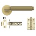 Fuller and Forge Iseo Satin Brass Knurled Lever on Rose Door Handle Pack