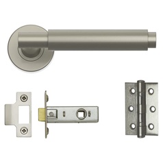 Fuller and Forge Orta Satin Nickel Fluted Lever on Rose Door Handle Pack
