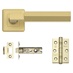 Fuller and Forge Tanaro Satin Brass Hexagonal Lever on Rose Door Handle Pack