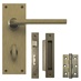 Fuller and Forge Munch Matt Antique Brass Lever on Slim Backplate Bathroom Door Handle Pack