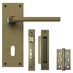 Fuller and Forge Munch Antique Brass Lever on Slim Backplate Lock Door Handle Pack