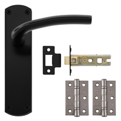 Yarwell Matt Black Lever on Backplate Latch Door Handle Pack