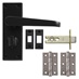 Victorian Matt Black Lever on Backplate Privacy Door Handle Pack