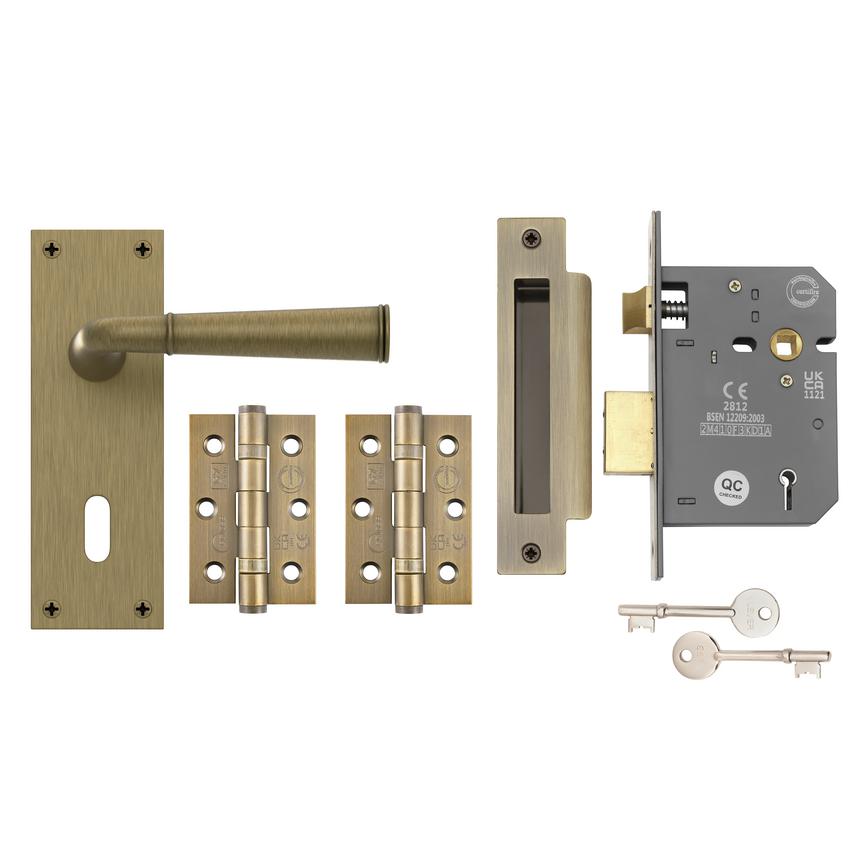 F&F Arno Ant Brss Bplate Lock Pk Primary