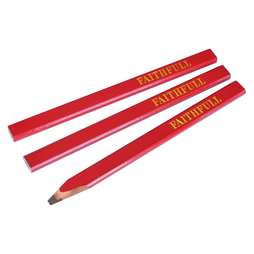 TLS5162 - Faithfull Carpenters Pencils (3) Red - Medium FAICPR