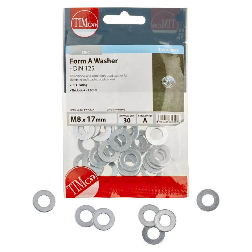 TIMco Steel M8 x 1.6mm Flat Washer Pack of 30