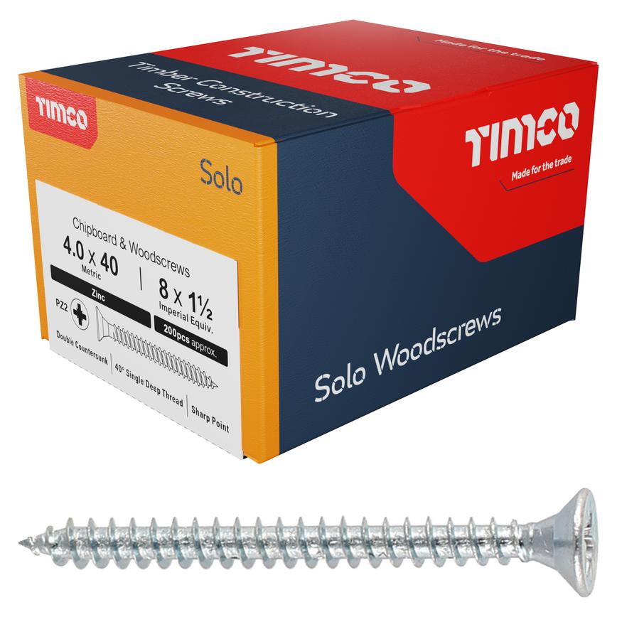 TIMco Solo Bright Zinc Plated Woodscrews