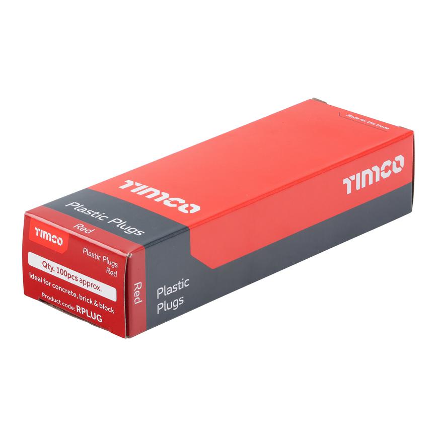 TIMCO Red Wall Plugs 3.5-5mm (100) Box