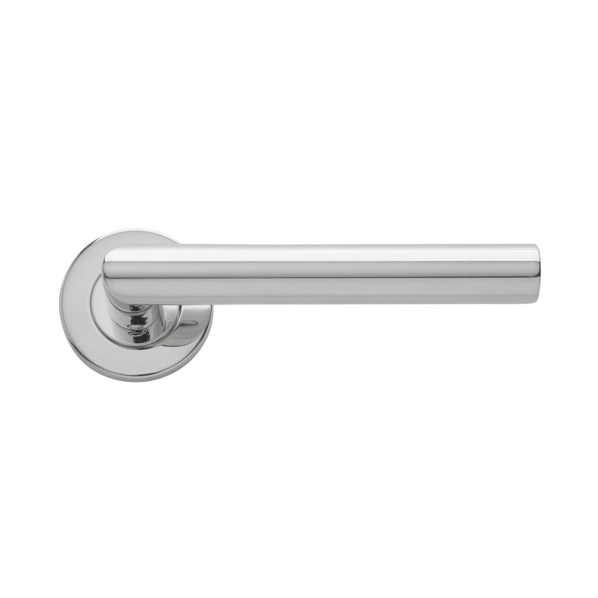 Eclipse Mitred Lecco Lever on Rose Polished Stainless Steel Door Handle Single