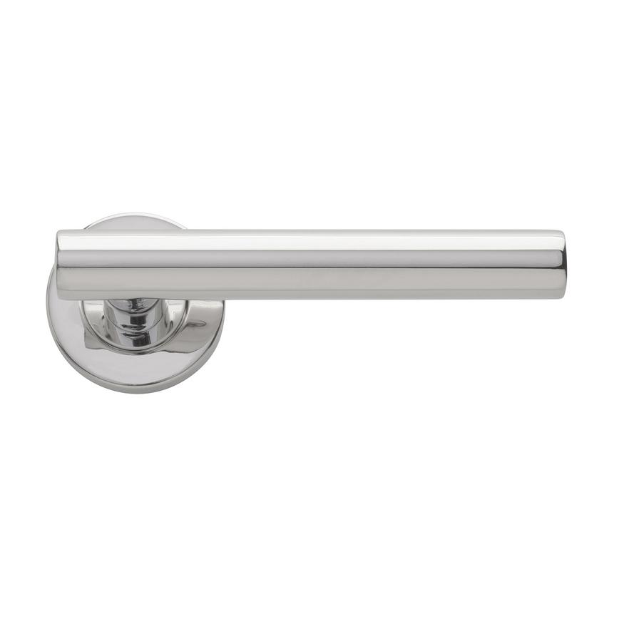 Eclipse Lecco Lever on Rose Polished Stainless Steel Door Handle Single