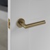 Pre-fin 4 Panel Shaker Smooth 2'3'' Door and Mitred Lecco Satin Brass Handle Pack Cameo
