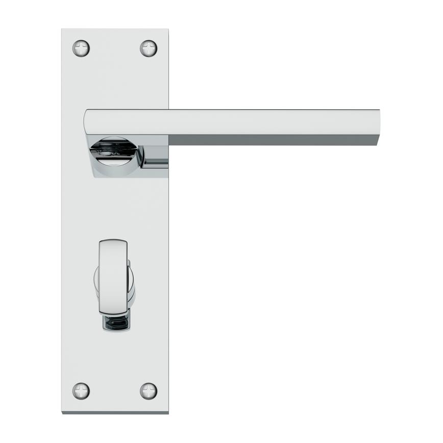 Auriga Polished Chrome Lever on Backplate Bathroom Door Handle Pair