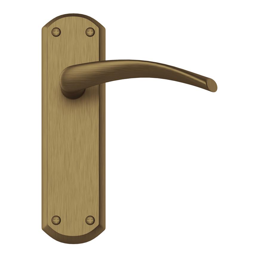 Garda Antique Brass Lever on Backplate Latch Door Handle Pair