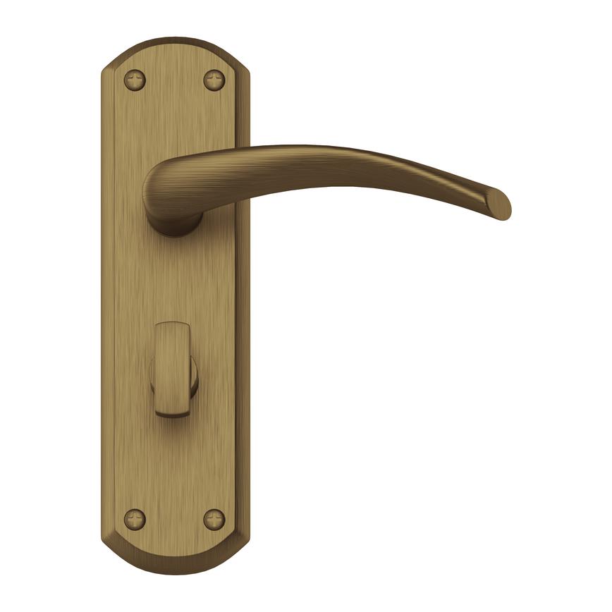 Garda Antique Brass Lever on Backplate Bathroom Door Handle Pair
