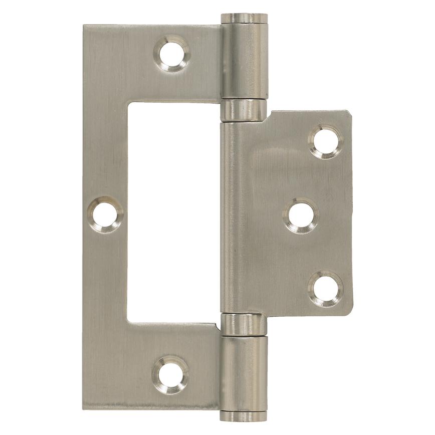 Howdens Satin Stainless Steel 100mm x 70.6mm Light Duty Unsprung Ball Bearing Flush Hinge Pack of 2 Open
