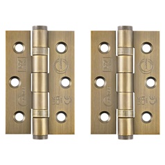Eclipse Antique Brass 76mm x 51mm Light Duty Grade 7 Ball Bearing Fire Rated Butt Hinge Pack of 2