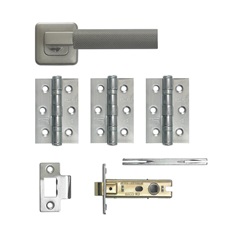 Knurled Satin Nickel LAL PackSavio Knurled Satin Nickel Lever on Rose Door Handle Pair