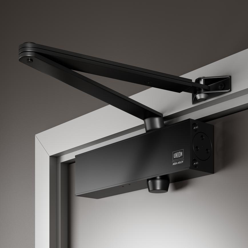 Union CE24V Adjustable Size 2-4 Overhead Matt Black Door Closer
