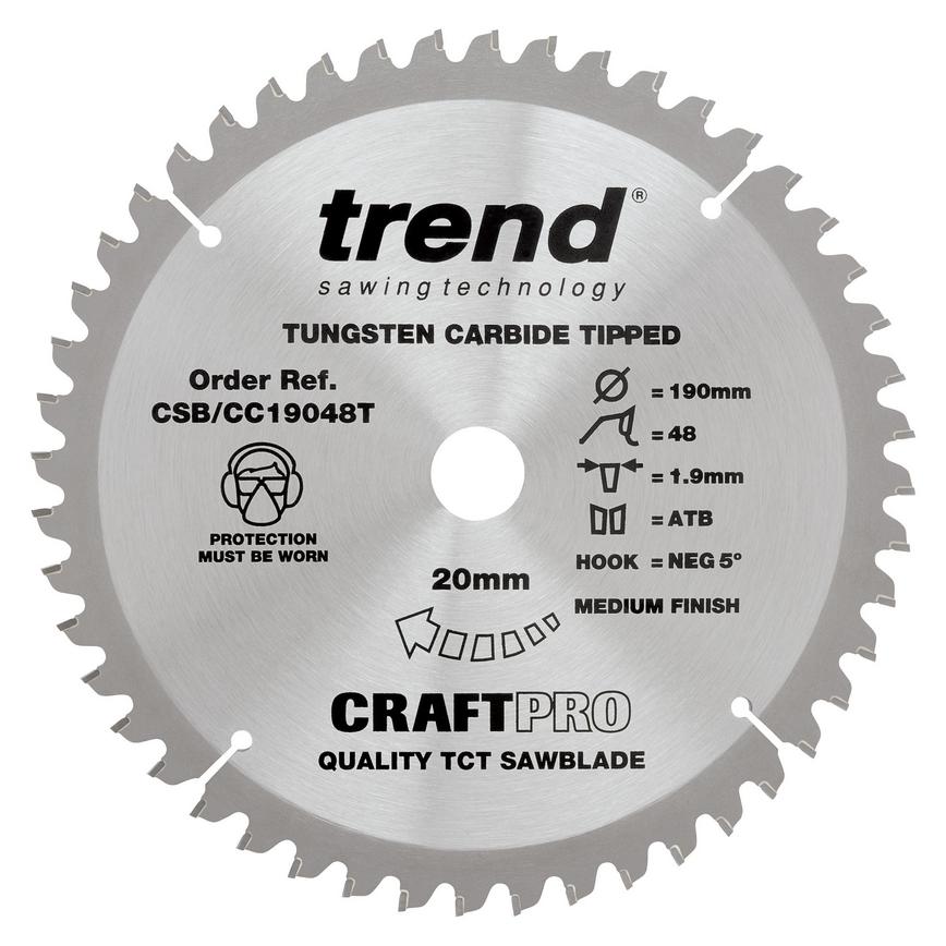 Trend Craft Pro190mm x 48T Cordless MitreSaw Blade