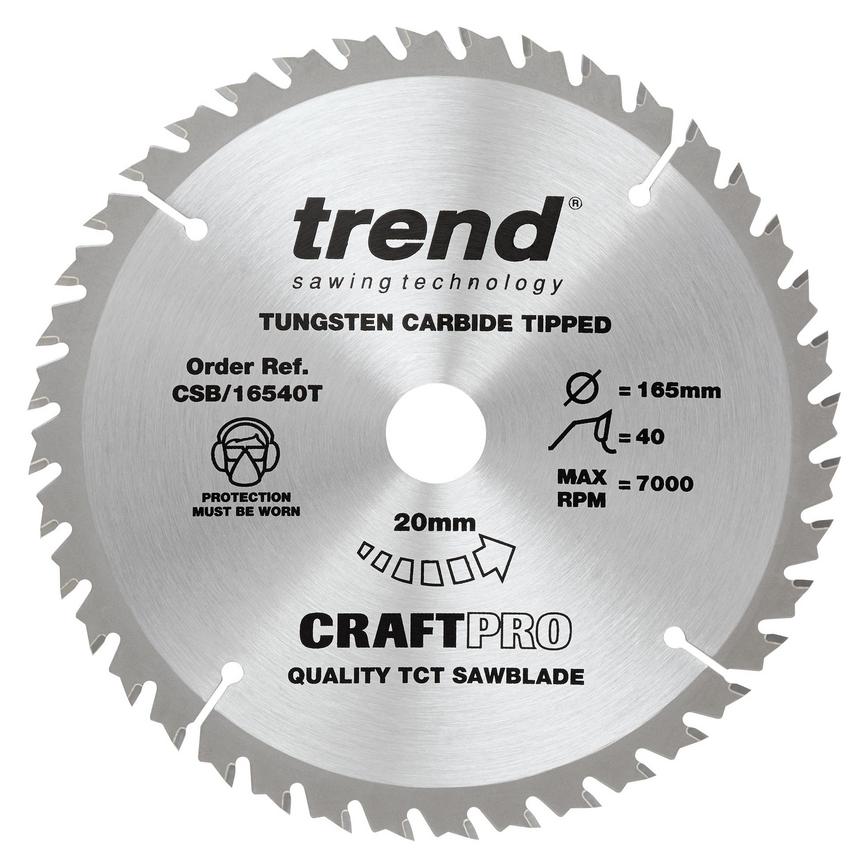 Trend Craft Pro165mm x 40T Circular Saw Blade