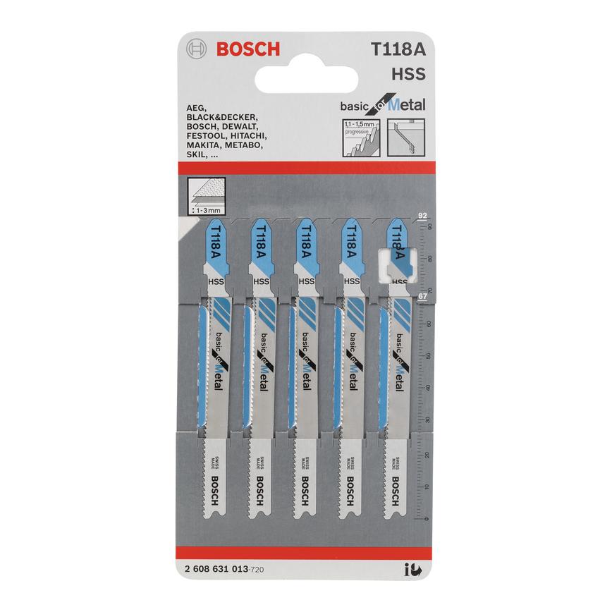Bosch T118A 5Pack Jigsaw Blades T-Shank