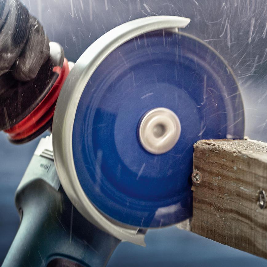 Bosch Xlock Multi Material Cutting Disc in use on wood