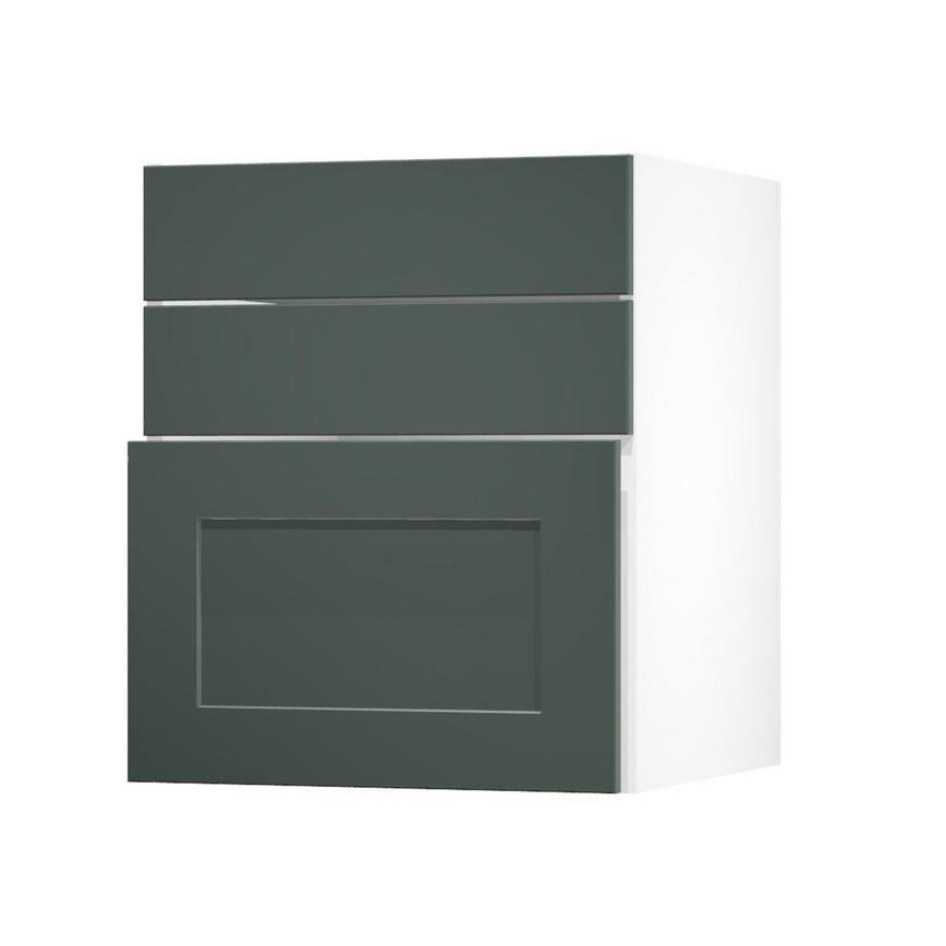 Chelford Fir Green 600 Hob / Pan Drawer Door Open