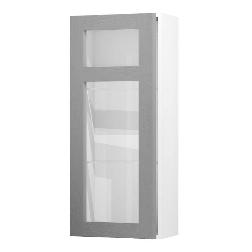 Chilcomb Slate Grey 500 Panelled Glass Dresser Door Open