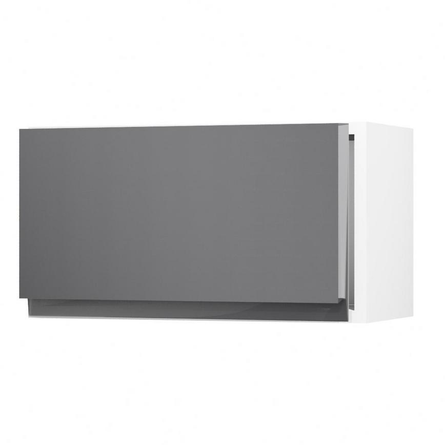 Clerkenwell Gloss Graphite 600 Integrated Microwave Topbox Door Open