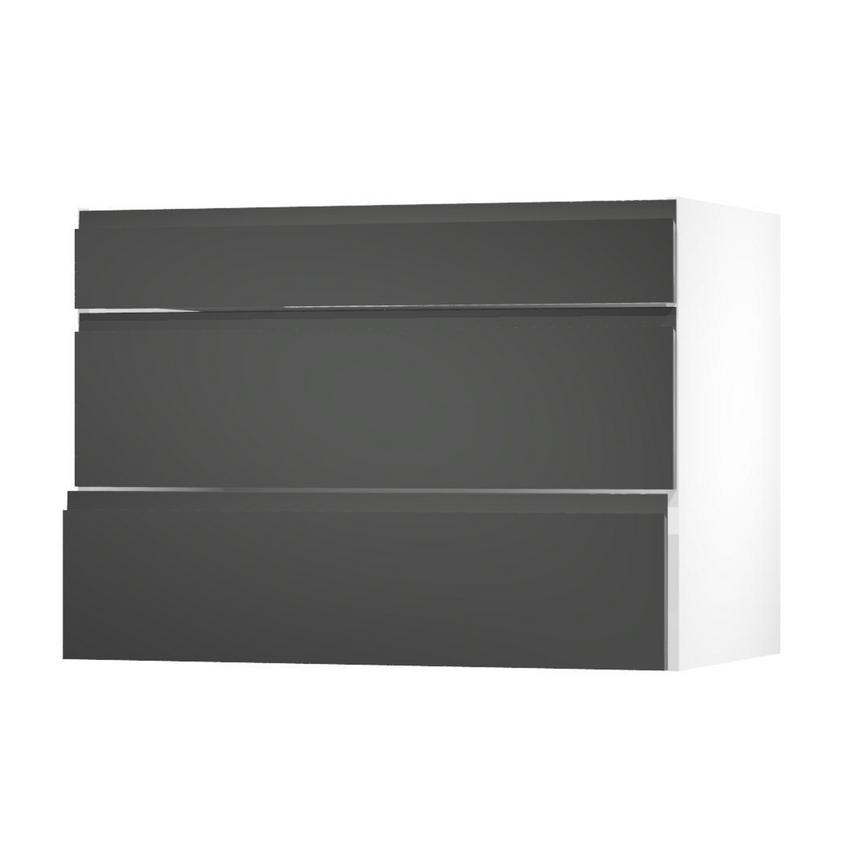 Clerkenwell Gloss Charcoal 1000 Fridge Freezer Wall Door Open
