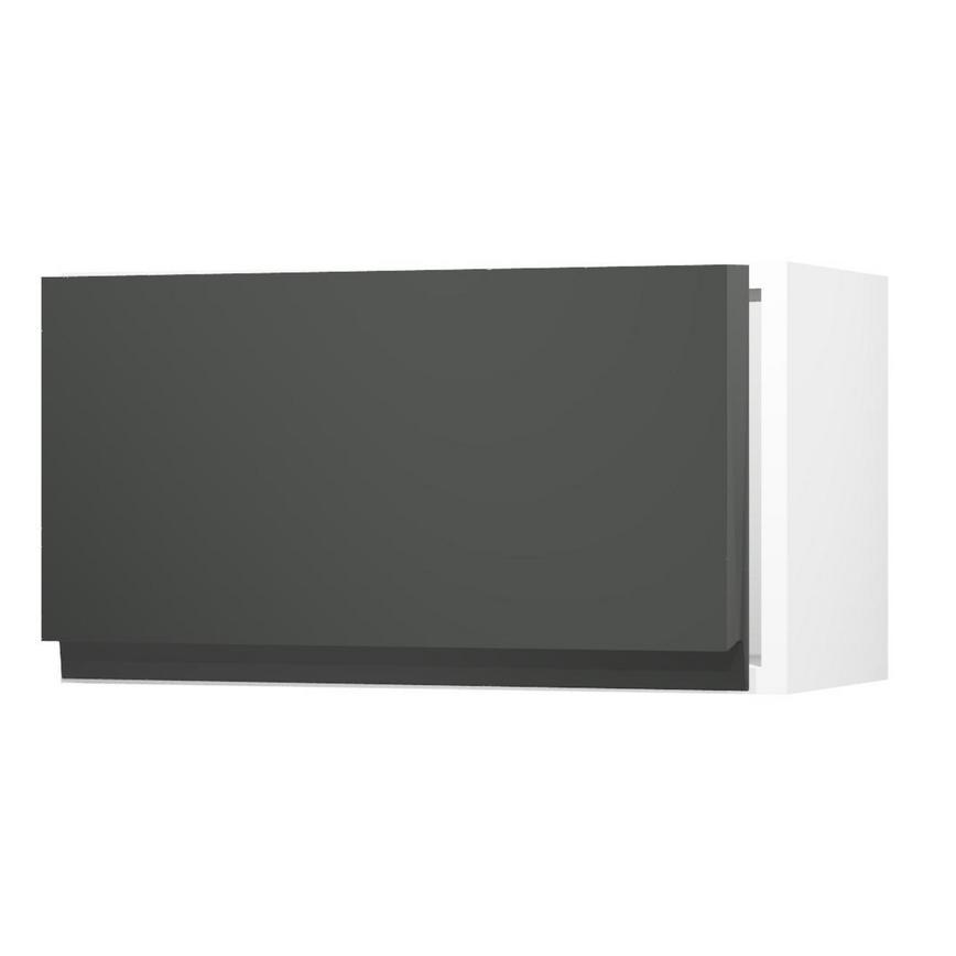 Clerkenwell Gloss Charcoal 600 Integrated Microwave Topbox Door Open