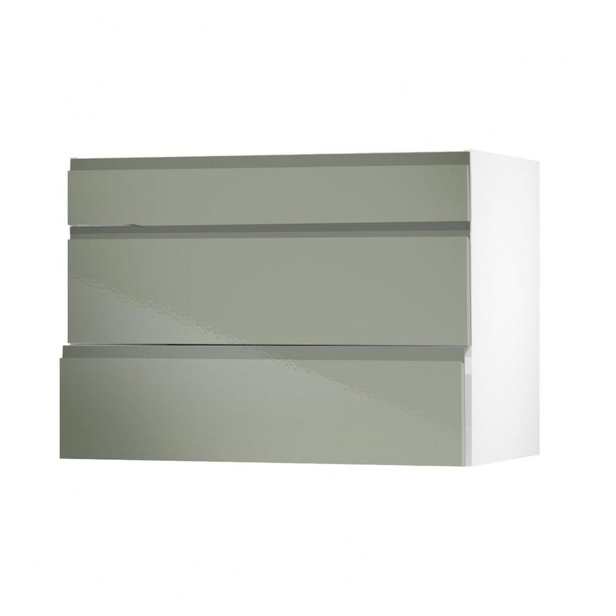 Clerkenwell Gloss Reed Green 1000 Fridge Freezer Wall Door Open