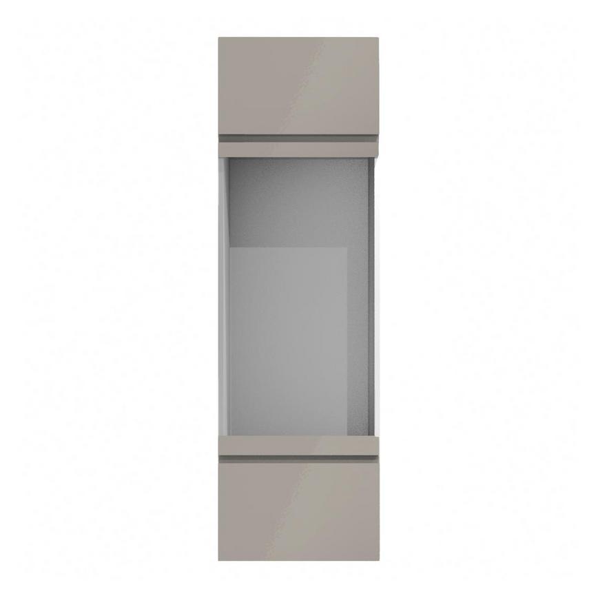 Clerkenwell Gloss Sand Grey 67mm x 600mm Filler Panel Shown from the Front as Part of an Appliance Tower Unit