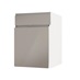 Clerkenwell Gloss Sand Grey 500mm x 557mm Door Front Shown Open at an Angle as Part of a Door and Drawer Unit