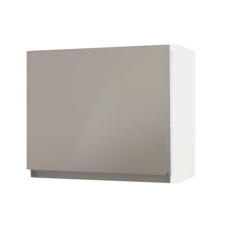 Clerkenwell Gloss Sand Grey 600mm x 506mm Tall Microwave Top Box Door Shown Open at an Angle