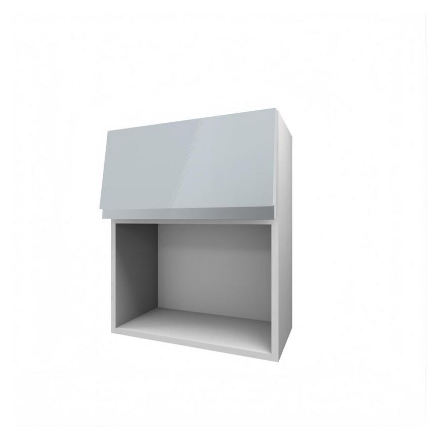 Clerkenwell Gloss Mist 326mm x 600mm Full Height Microwave Top Box Kitchen Door Angled Open