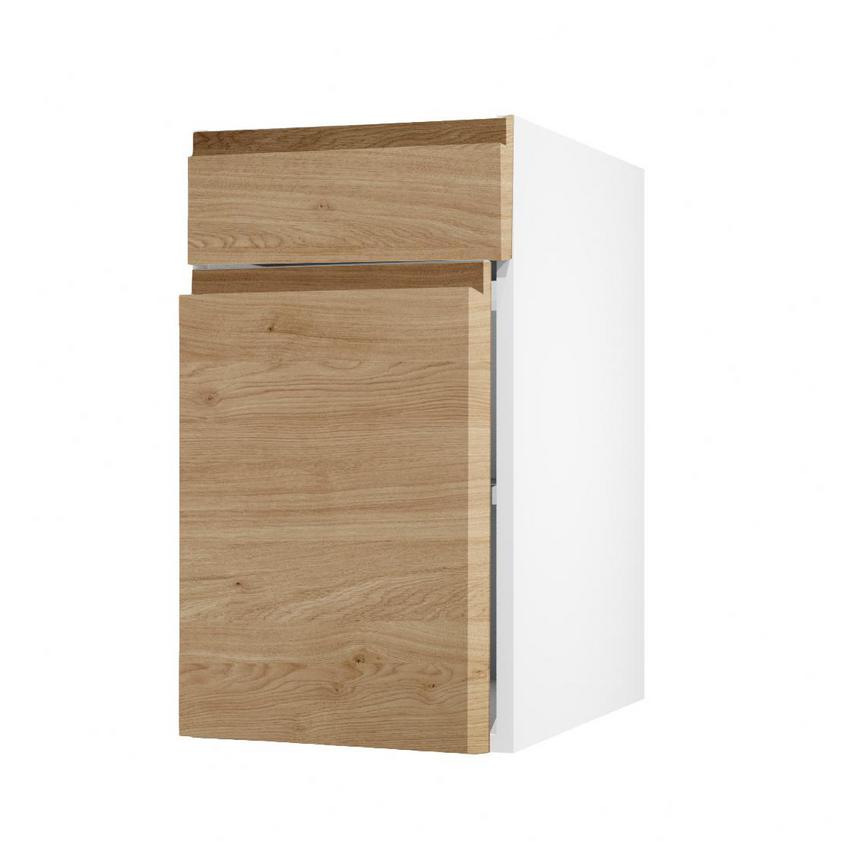 Clerkenwell Matt Natural Oak 557mm x 400mm Full Height Drawerline Kitchen Door Angled Open