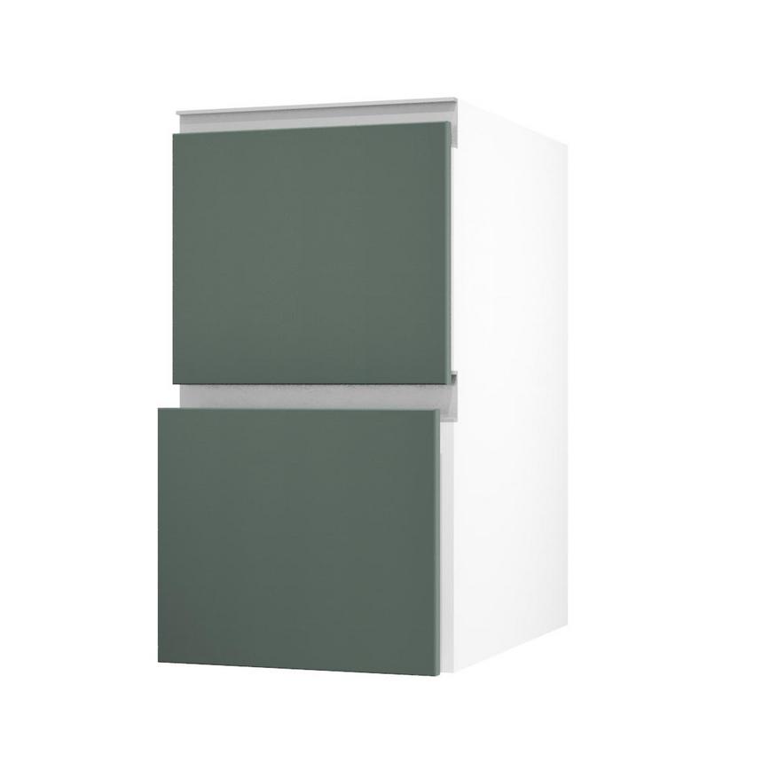 Hockley Super Matt Fir Green 400 Pan Drawer Door Open 342mm