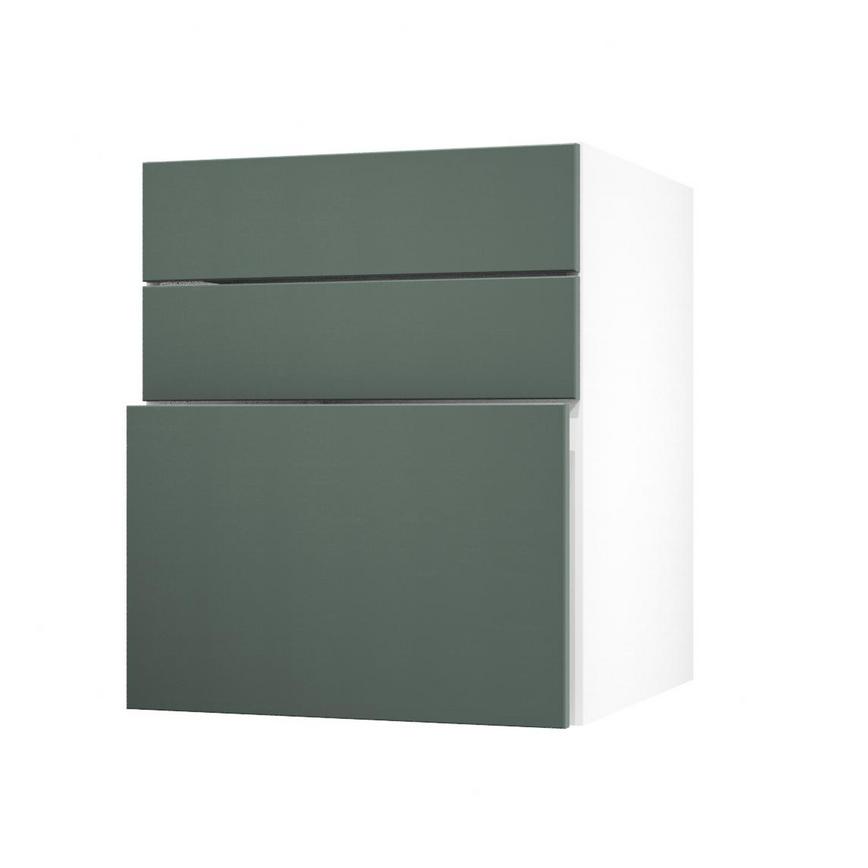 Hockley Super Matt Fir Green 600 Hob / Pan Drawer Door Open
