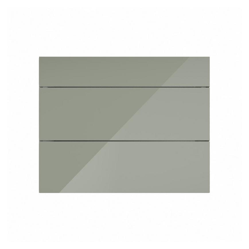 Hockley Mirror Gloss Reed Green 900mm x 275mm Pan Drawer Front Shown Closed from the Front as Part of a Full Drawer Unit
