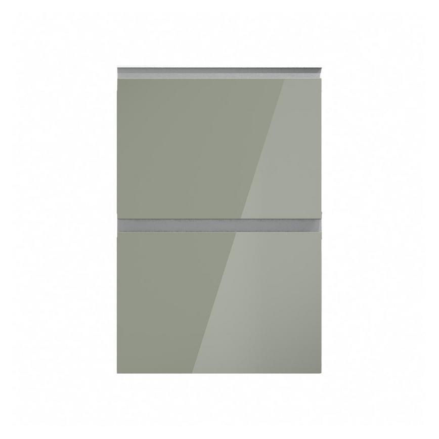 Hockley Mirror Gloss Reed Green 500mm x 342mm Pan Drawer Front Shown Closed as Part of a Full Drawer Unit