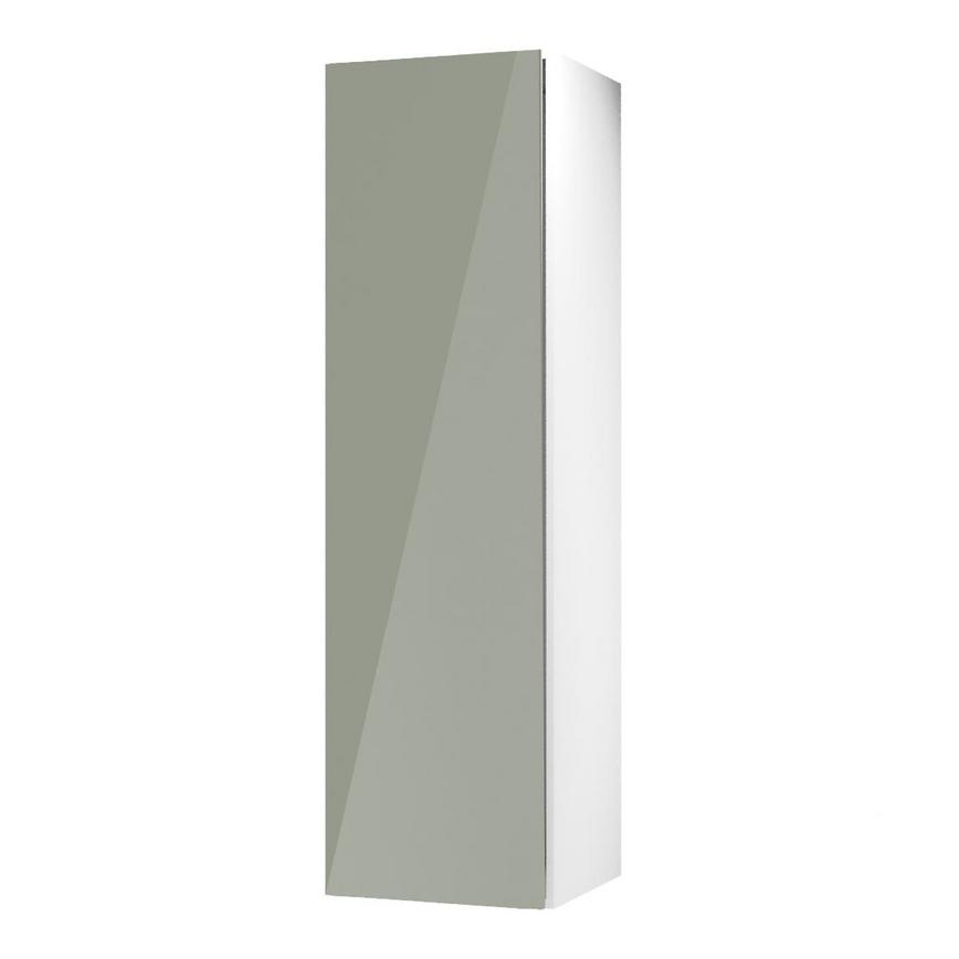 Hockley Mirror Gloss Reed Green 600mm x 2118mm Tall Larder Door Shown Open at an Angle as Part of a Full Larder Unit