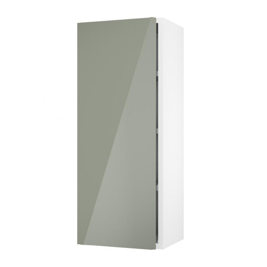 Hockley Mirror Gloss Reed Green 350mm x 900mm Tall Door Shown Open at an Angle