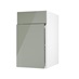 Hockley Mirror Gloss Reed Green 400mm x 557mm Door Front Shown Open at an Angle as Part of a Door and Drawer Unit